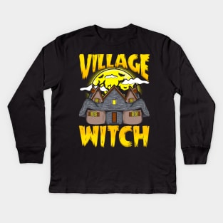 Village Witch Halloween Design Kids Long Sleeve T-Shirt